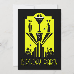 Convites Aniversário do Gangster de Arte Deco dos Vinte Ano