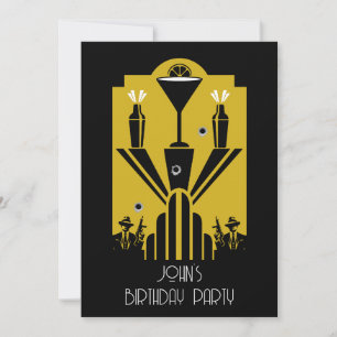Convites Aniversário do Gangster de Arte Deco dos Vinte Ano