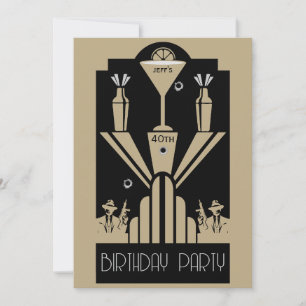 Convites Aniversário do Gangster de Arte Deco dos Vinte Ano