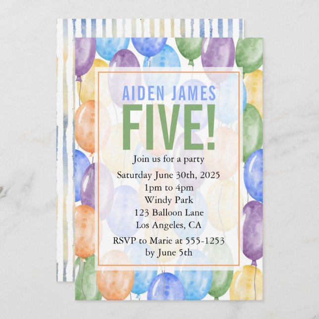 Convites Aniversário do Garoto dos Balões de Água (Frente/Verso)