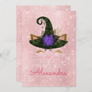 Convites Aniversário do Gatinho Sparkle de outubro do Monog