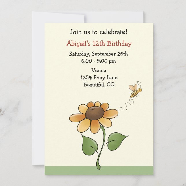 Convites Aniversário do Girassol (Frente)
