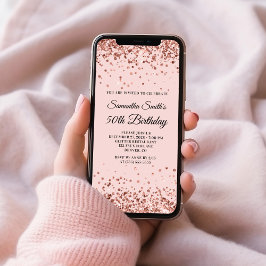 Convites Aniversário do Glitter Blush 50º com rosa Dourado