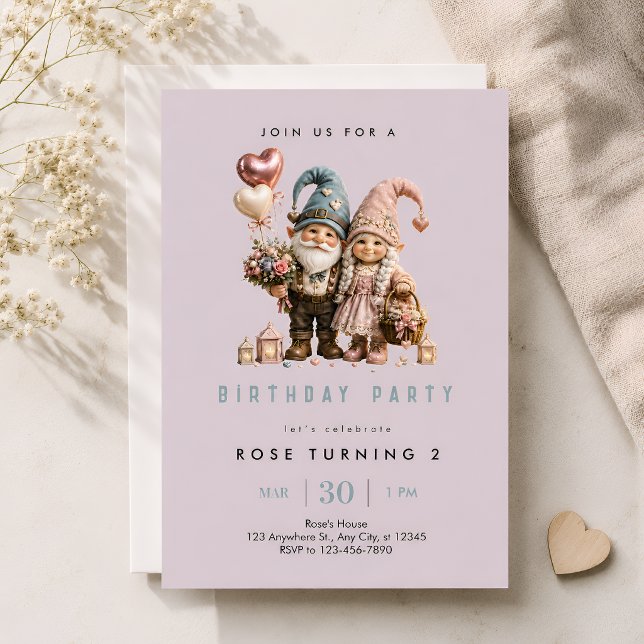 Convites Aniversário do Gnomo Rosa Caprichoso (Criador carregado)