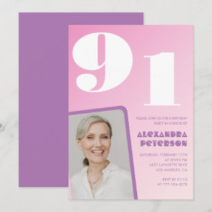 Convites Aniversário do Gradiente Púrpura Cor-de-rosa Foto 