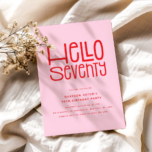 Convites Aniversário do HELLO SEVENTY Moderno 70