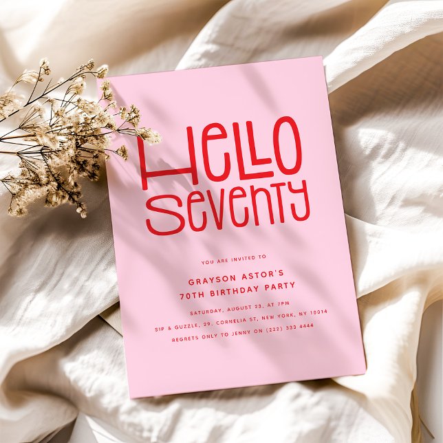 Convites Aniversário do HELLO SEVENTY Moderno 70 (Criador carregado)