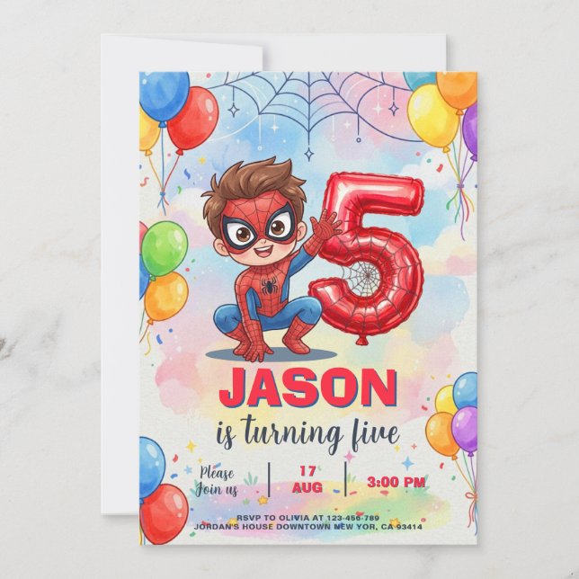 Convites Aniversário do Homem-Aranha (Frente)