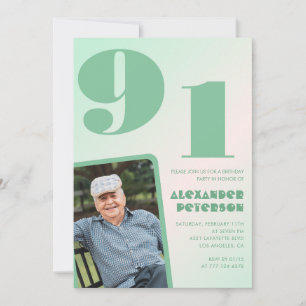 Convites Aniversário do Homem Gradiente Verde 91rua Foto Re
