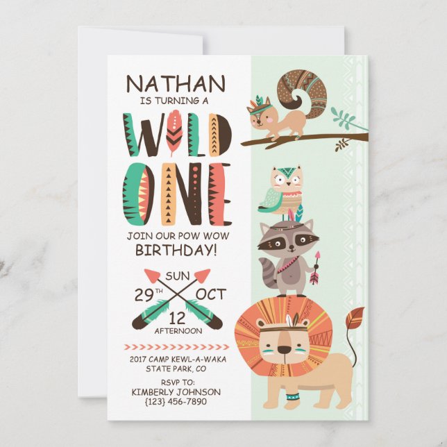 Convites Aniversário do índio Native American Pow Wow (Frente)