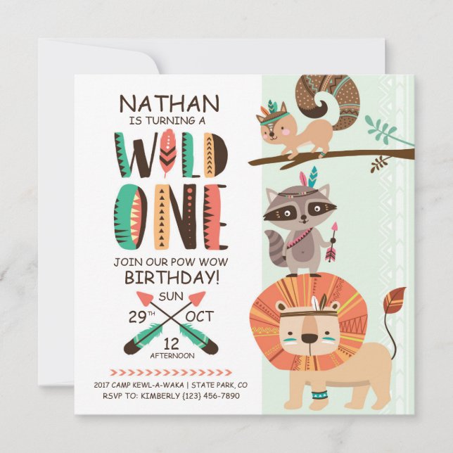 Convites Aniversário do índio Native American Pow Wow (Frente)