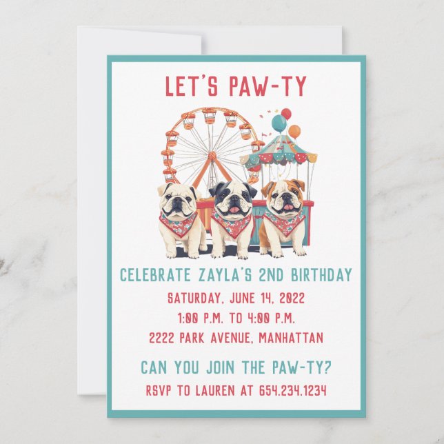 Convites Aniversário Do Inglês Bulls Num Carnaval (Frente)