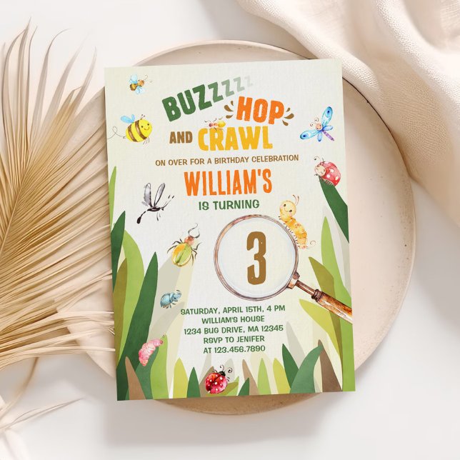 Convites Aniversário do Inseto Inseto de Aquarela (Criador carregado)