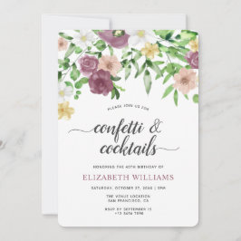 Convites Aniversário do Jardim Floral de Aquarela Chic