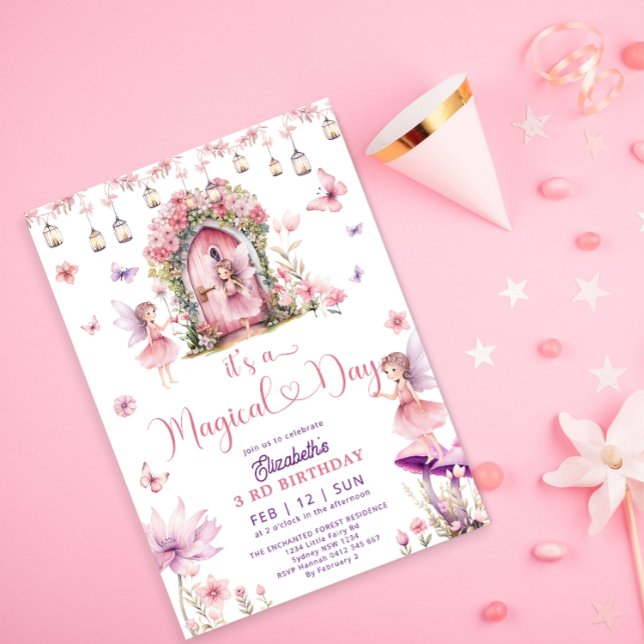 Convites Aniversário do Jardim Floral de Fada Mágica Encant (Criador carregado)