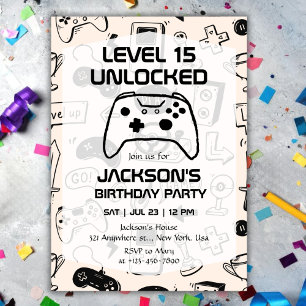 Convites Aniversário do Jogador de Video Game Adolescente