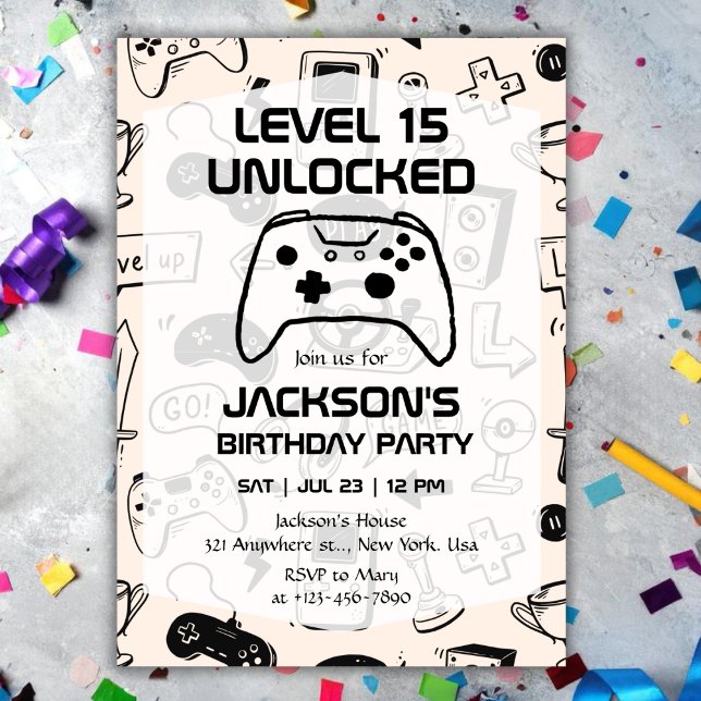 Convites Aniversário do Jogador de Video Game Adolescente (Criador carregado)