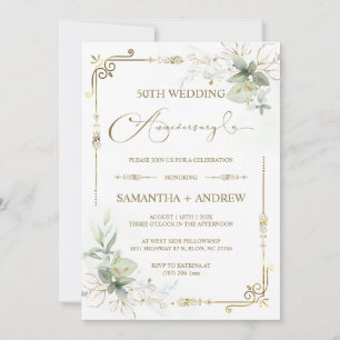 Convites Aniversário do Jubileu de Ouro Personalizável