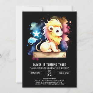 Convites Aniversário do Leão Encantado e Bonito