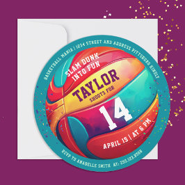 Convites Aniversário do legal Esporte Colorido de Slam Dunk