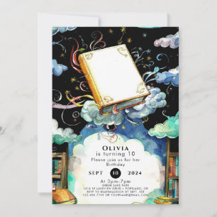 Convites Aniversário do livro de histórias da Biblioteca Si