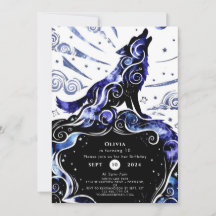Aniversário do Lobo de Aquarela Personalizada