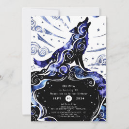 Convites Aniversário do Lobo de Aquarela Personalizada