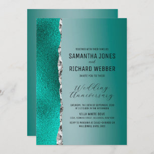 Convites Aniversário do Luxury Teal Turquoise Silver Glitte