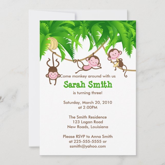 Convites Aniversário do Macaco (Frente)
