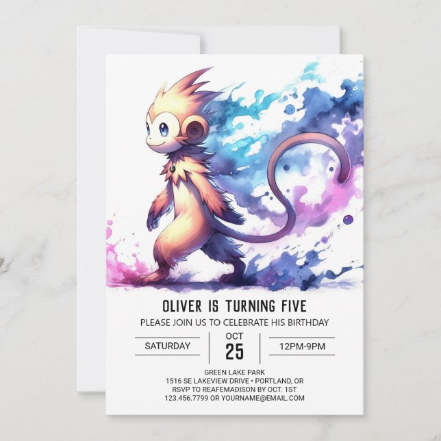 Convites Aniversário do Macaco Branco Digital (Frente)