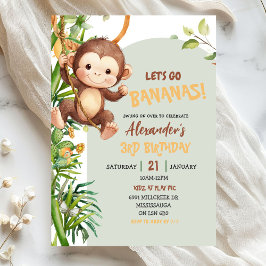 Convites Aniversário do Macaco da Savana Verde Vamos Começa