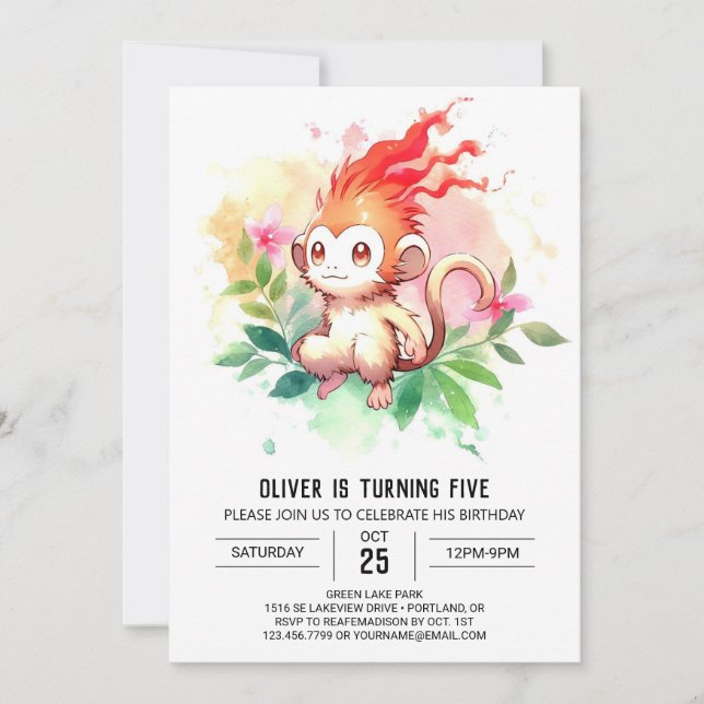 Convites Aniversário do Macaco Encantado Online (Frente)