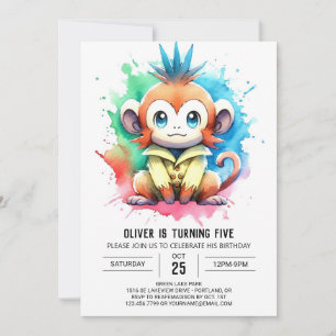 Convites Aniversário do Macaco Personalizado Whimsic
