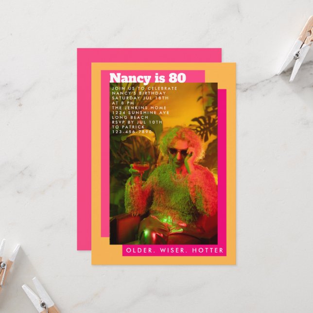 Convites Aniversário do Mais velho de Fotografias Amarelo e (Frente/Verso In Situ)