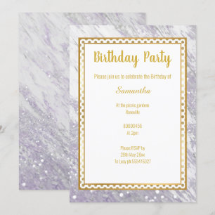 CONVITES ANIVERSÁRIO DO MARBLE DOURADO LILAC SPOT