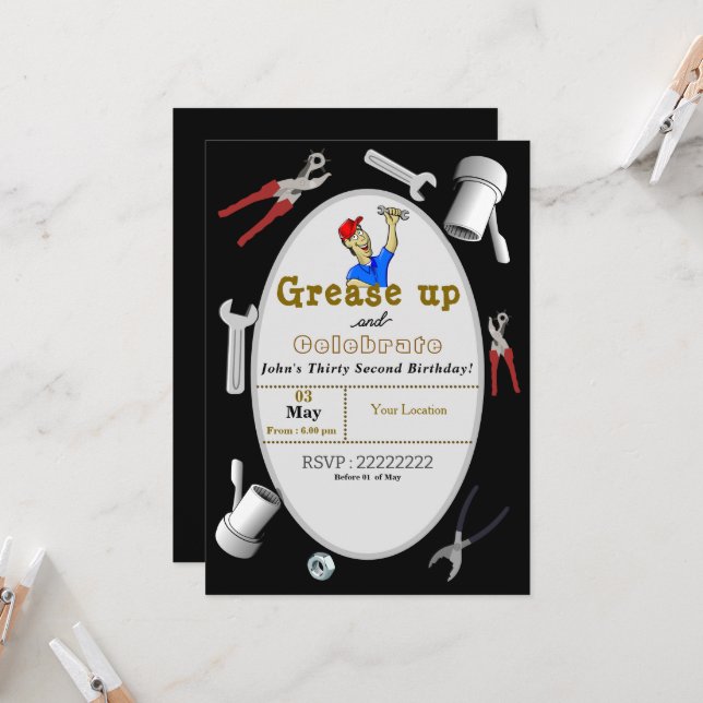 Convites Aniversário do Mecânico (Frente/Verso In Situ)