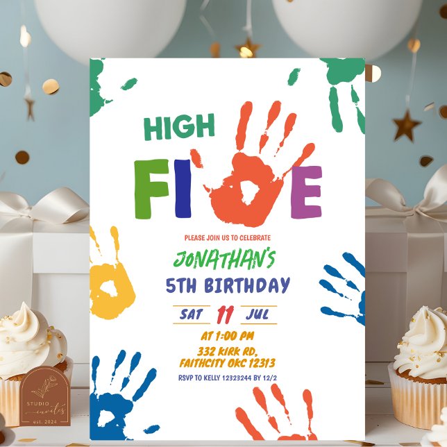Convites Aniversário do Menino de High Five (Criador carregado)