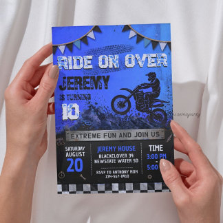 Convites Aniversário do Menino de Motocross - Bicicleta de