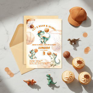 Convites Aniversário do Menino Dinossauro Basquete Grito e