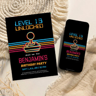 Convites Aniversário do Menino Jogador de Video Games Retrô