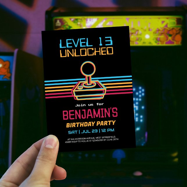 Convites Aniversário do Menino Jogador de Video Games Retrô (Criador carregado)