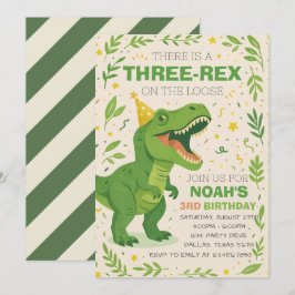 Convites Aniversário do Menino Três-Rex Dinossauro