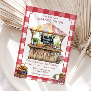 Convites Aniversário do Mercado do Agricultor de Gingham Ve