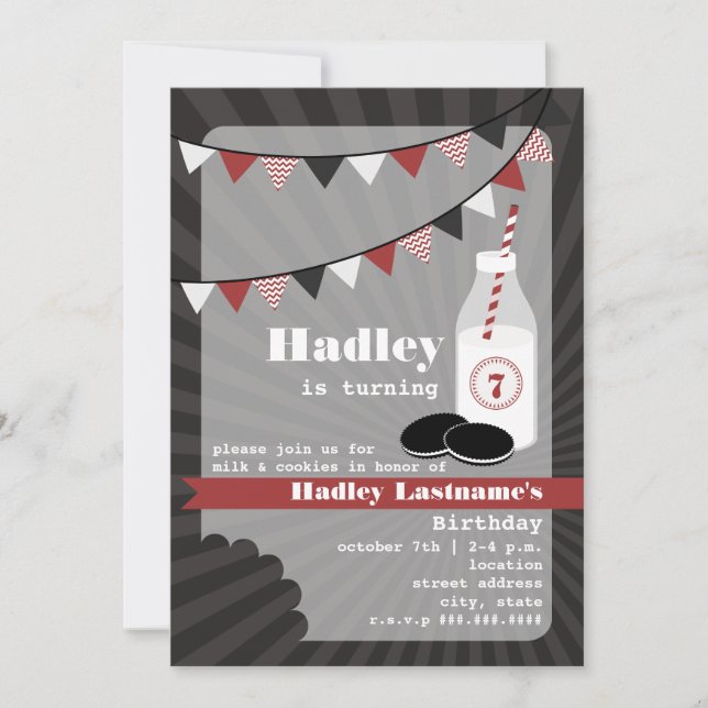 Convites Aniversário do Milk & Cookies - Cookies de Chocola (Frente)