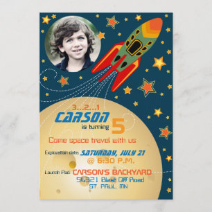 Convites Aniversário do Modelo de Fotografia de Planetas e