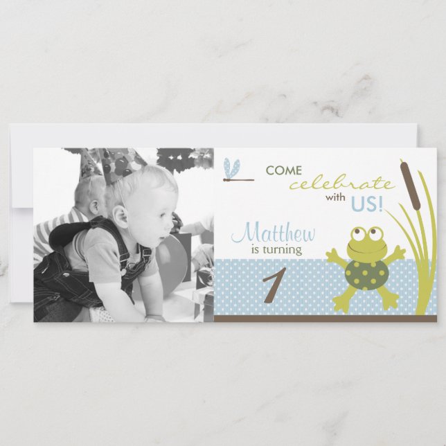 Convites Aniversário do Modelo de Fotografia de Sapo de Nat (Frente)