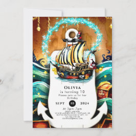 Convites Aniversário do navio de pastel para crianças pirat