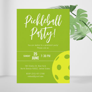 Convites Aniversário do Neon Themed Pickleball do Estilo Re