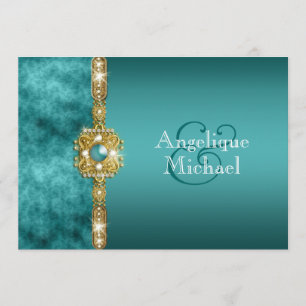 Convites Aniversário do noivado de casamento de ouro azul