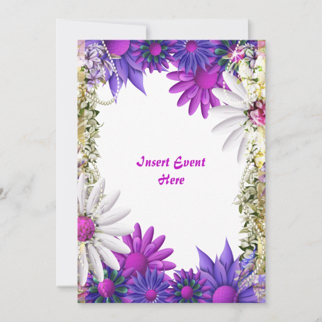 Convites Aniversário do noivado de casamento roxo azul (Frente)